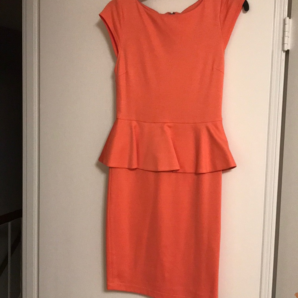 Alice and Olivia coral peplum dress
